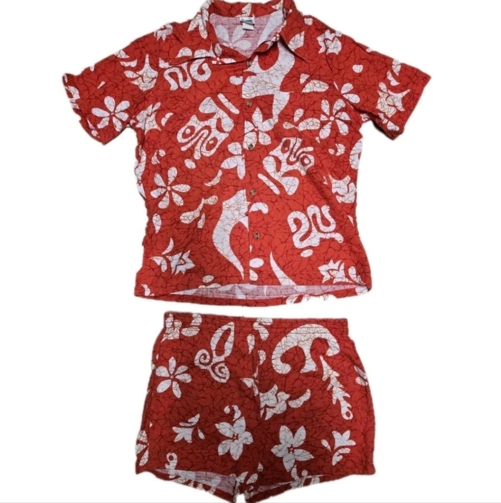 Vintage Mens Tiki Hawaiian Montgomery Ward Cabana Set Bathing Suit Barkcloth Xl
